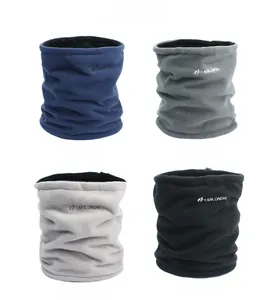 Fleece neck warmer set in navy, dark grey, light grey, and black colors for winter warmth