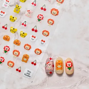 Cute lion and animal nail art stickers to-764 with ultra-thin adhesive backing