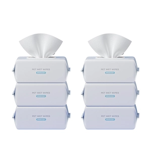 Bulk pack of 6 extra-thick pet wet wipes for cat and dog eye and ear cleaning