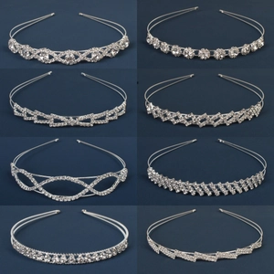 Rhinestone Tiara Headband Korean Style Bridal Wedding Crown Hair Accessories For Women Princess Elegant Shiny Metal