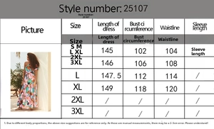 Tabella taglie dettagliata per l'abito maxi floreale monospalla nelle misure S-XL