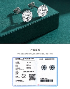 Vista dettagliata di orecchini a lobo in argento 925 con zirconi cubici scintillanti