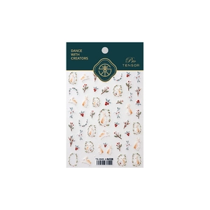 Stereo bunny garden nail art stickers with rabbit and floral motifs on white card