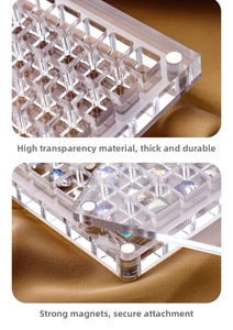 Close-up of clear acrylic nail art organizer with strong magnetic closure and thick walls