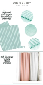Detail of silicone drainage mat showing flexible ribbed structure and rollable storage design