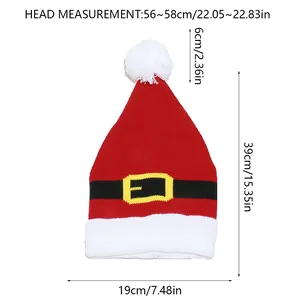 Size chart showing 56-58cm head measurement and dimensions for knitted Santa hat set