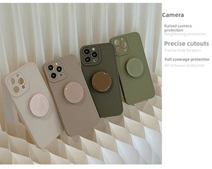 Detailed view of Morandi matte silicone iPhone cases with matching pop sockets for protection