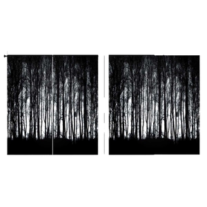 Modern black and white forest silhouette blackout curtains for living room and bedroom decor
