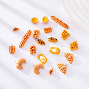 Set of 18 realistic resin miniature bakery charms with metal loops for DIY jewelry making