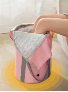 Pink foldable foot bath bag with aluminum foil thermal layer and sturdy handles