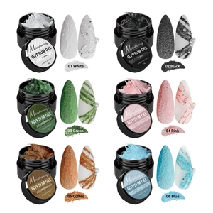 Texture detail of 6 colors 3D gypsum nail gel with sandy embossed effect for nail art