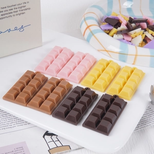 Realistic colorful resin chocolate bar models for DIY jewelry and keychain pendants
