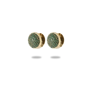 Boucles d'oreilles créoles luxe en acier plaqué or 18K pavées de zircons verts