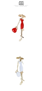 Detail of elegant French style enamel pins with gold plating and pearl accents