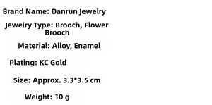 Specifications of the cat brooch including alloy material and 3.3x3.5cm size details