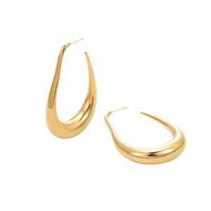 Polished hollow U-shaped stainless steel drop earrings with minimalist golden finish