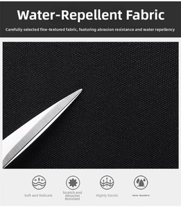 Close-up of waterproof and scratch-resistant black fabric with durable woven texture