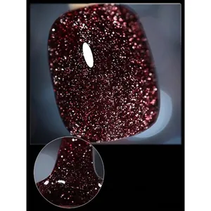 Macro shot of dark red glitter gel polish SZ018 with high-density diamond sparkle effect