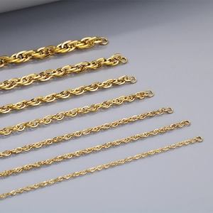 Minimalist gold braided stainless steel chain bracelet set in various thicknesses
