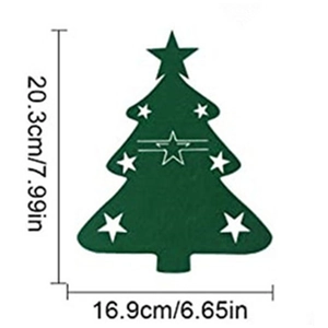 Size specifications for the green Christmas tree felt cutlery holder for table decor