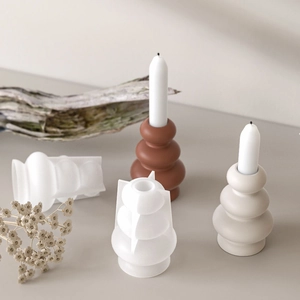 Detailed silicone mold for stacked ring candle holders and DIY resin plaster bases