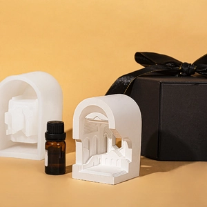 Silikonform für Palast-Architektur mit Gips-Duftstein und ätherischem Öl im Geschenkset