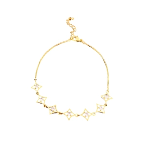Élégant bracelet plaqué or 18 carats avec étoiles en zircon sur une chaîne vénitienne
