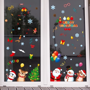 Stickers de Noël colorés pour fenêtres avec Père Noël, renne et bonhomme de neige