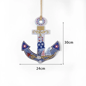 DIY diamond painting anchor wall hanging decoration in blue and white colors 24x30cm