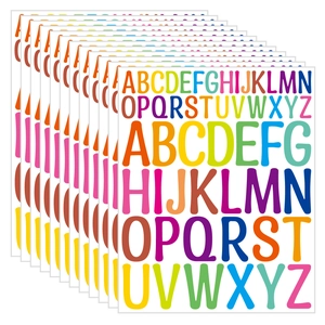 12-pack waterproof vinyl letter stickers in various colors and sizes for DIY projects