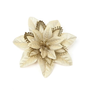 Champagne gold artificial Christmas poinsettia flower with glitter for tree decoration