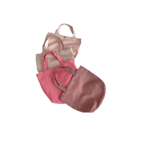 Minimalist Morandi twill canvas mini handbags in four pastel colors with metal buttons