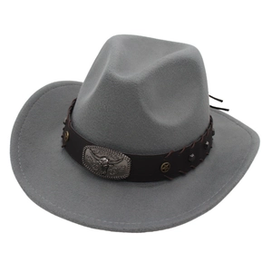 Vintage Western Cowboy Hut Baumwolle Filzhut Mit Stierkopf Metallschnalle Gürtel Breite Krempe Sonnenhut Für Damen Herren Outdoor Reisen