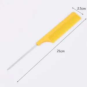 Rainbow tail comb for professional hairstyling with 21cm stainless steel pin for sectioning