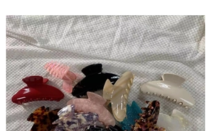 Collection of colorful acetate shark hair clips in assorted patterns and matte finishes