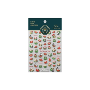 3D embossed watermelon and cartoon animal nail art stickers in vibrant red and green colors