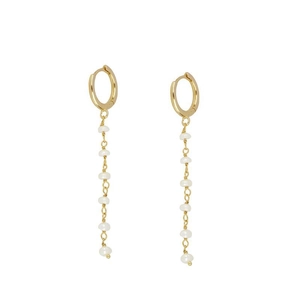 Elegante 18K Gold Ohrringe mit Schmetterling Herz und barocken Perlenquasten auf weiß