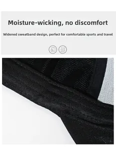 Dettaglio macro della fascia tergisudore larga all'interno di un berretto sportivo nero traspirante