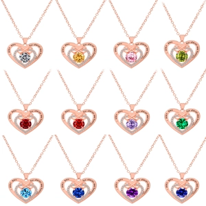 Collier Pendentif Cœur en Alliage Plaqué Or Rose Avec Symbole de l'Infini Zircone Colorée Gravé I Love You Bijoux Pour Femmes