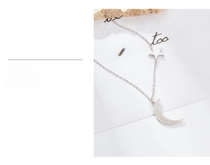 Detail of S925 silver star and moon necklace with 3-layer real gold plating finish