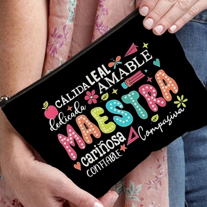 Canvas make-up tas met Spaanse lerarentekst en kleurrijke illustraties voor dames
