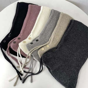 Knitted balaclava scarves in six colors with adjustable drawstrings and buttons