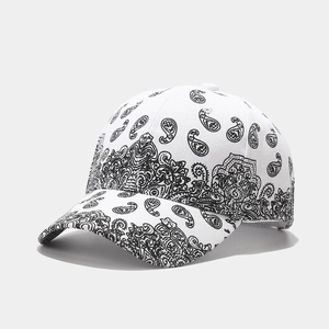 Casquette de baseball blanche à motif paisley avec visière courbée style hip-hop