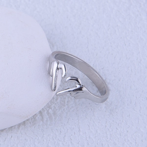 Stainless Steel Heart Gesture Middle Finger Open Ring Creative Novelty Adjustable Jewelry For Women