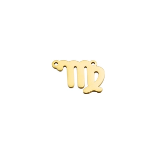 Polished gold Virgo zodiac charm pendant for DIY necklace and bracelet crafting