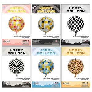 22 inch 4D disco foil balloons in assorted patterns for birthday party decorations