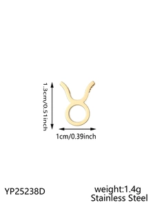 Detailed view of golden Taurus zodiac pendant size 1.3cm in stainless steel