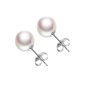Elegant 925 sterling silver pearl stud earrings with a minimalist geometric design