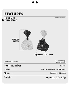 Detail specifications of S925 silver irregular textured earrings with zircon inlay