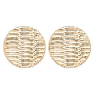 Minimalist gold rippled round acrylic stud earrings with unique wave texture and shiny finish